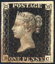 1840, 1 d penny black, lettered BC, plate 6, ... 