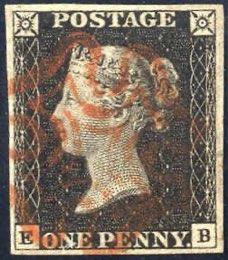1840, 1 d penny black, lettered EB, fine to ... 