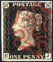 1840, 1 d penny black, lettered CJ, signed ... 