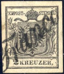 1850, 2 Kreuzer schwarz, HP, Type Ia, ... 