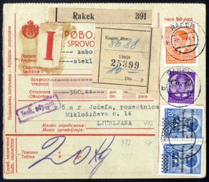 1941, bollettino per pacco postale del ... 