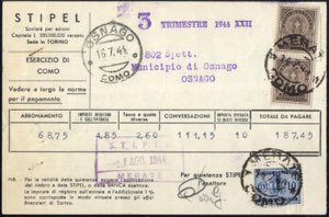 1944, bollato STIPEL da Merata (Como) al ... 