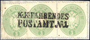 1863, 3 Kr grün gez. 14, Paar und ... 
