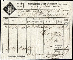 Martinsbrunn 1812, Ausfuhr-Zahlungsbolette ... 