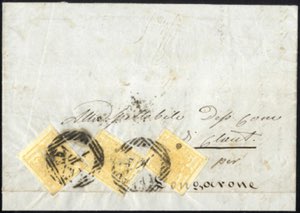 1854, lettera da Ceneda il 3.1 per Longarone ... 