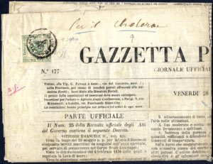 1854, Gazzetta Piemontese, affrancata con ... 