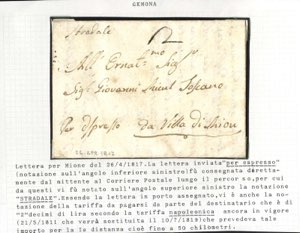 1817, lettera in porto assegnato del ... 
