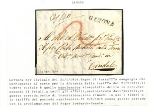 1814, lettera in porto assegnato del ... 