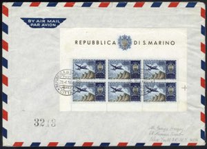 1954, aerogramma del 20.4.1954 da San Marino ... 