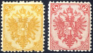 1879, Steindurckausgabe 2 Kr. orange und 5 ... 