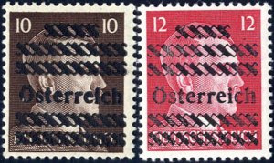Leoben, 1945, 10+12 Pfg im Stichtiefdruck, ... 