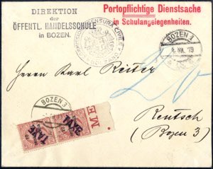 1919, Bolzano 3, lettera del 4.3.1919 da ... 