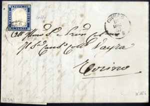 1857, lettera del 18.12 per Cuneo affrancata ... 