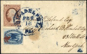 1855, Brief von Philadelphia am 18.2. nach ... 