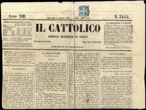 1860, Crocetta, ½ T. azzurro su ... 