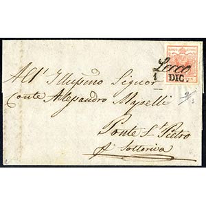 1850, 15 Cent. rosso su lettera da Lecco, ... 