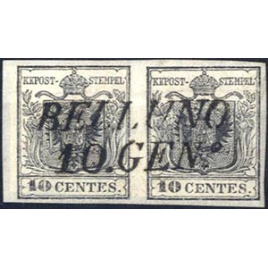 1850, coppia del 10 cent. nero II° ... 