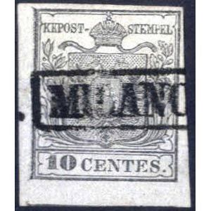 1850, 10 cent I° tipo grigio argenteo prima ... 