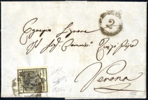 1855, lettera da Verona il 11.4 per città ... 