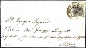 1855, lettera da Milano il 28.9 per città ... 