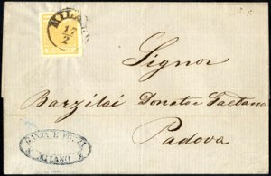 1850, lettera da Milano il 17.2 per Padova ... 