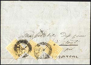 1854, lettera da Ceneda il 3.1 per Longarone ... 