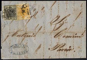 1857, lettera da Milano il 18.12 per Pavia, ... 