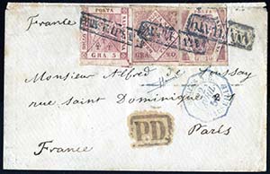 1858, lettera da Napoli il 17.4 per Parigi ... 
