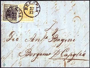 1852, lettera da Brescia il 27.12 per ... 