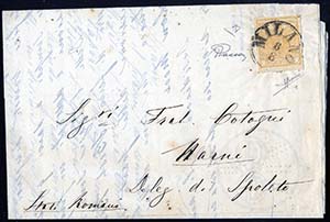 1858, lettera da Milano il 8.8 per Narni ... 