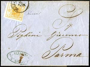 1857, lettera da Milano il 25.9 per Parma ... 