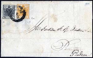 1858, lettera del 9.9 per Piadena affrancata ... 
