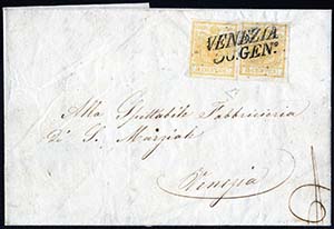 1851, lettera da Venezia il 30.1 per città ... 