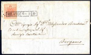1850, 15 Cent. rosso su lettera da Milano ... 