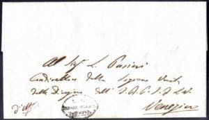 1843, lettera da Padova il 6.7 per Venezia ... 