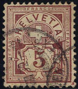 1882, 5 Rp. lilabraun (M. 46 - U. 59 / 130,-)