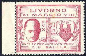 1930, Livorno, 30 Cent. rosa lilla (S. 1 / ... 