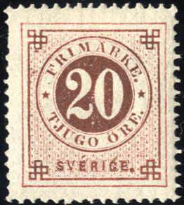 1872/76, Freimarke 20 Öre rot, Zähnung ... 