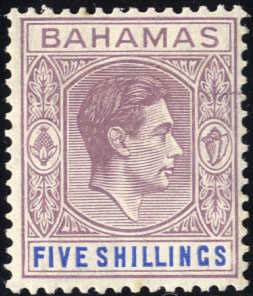1938, George VI, 5 Sh. with brown gum (Mi. ... 