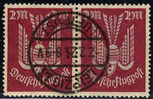 1922, 20 Mark in rot-grau, Befund Weinbruck ... 