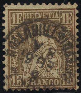 1862, 1 Fr goldbronze, signiert, Mi. 28b ... 