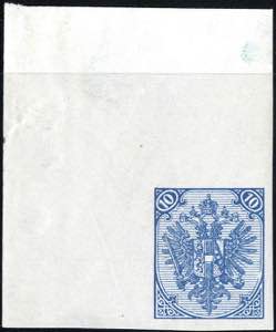 1895, Buchdruck, Bogenprobe, 10 Kr. blau, ... 