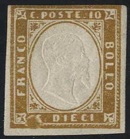 1855/63, 10 Cent. bistro bruno II, varietá ... 