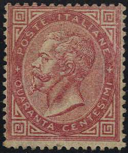 1863/65, De La Rue, 40 Cent. rosso carminio, ... 