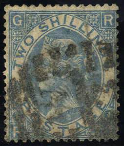 1867/69, 2 Sh. blau (U. 38 - SG 118 / 185,-)