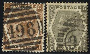 1872/73, 6 P. orangebraun und grau, 2 Werte, ... 