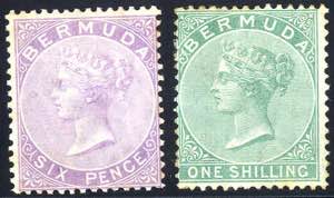 1865, 6d, 1s, little stained, Mi.4-5 A SG ... 