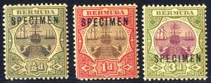 1902, 3 val., SPECIMEN SG 31-33 s / 150,-