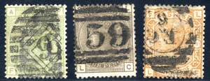1873/80, 3 Werte mit Wasserzeichen 4Z, U. ... 