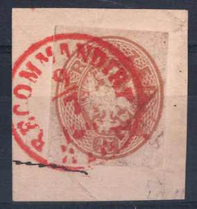 1863, Ganzsachenausschnitt 15 Kr. braun, ... 